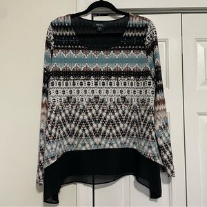 Karen Kane Scoop Neck Tunic Teal Black White Size XL